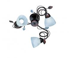 Trio Leuchten Deckenleuchte 600700328 Traditio, Metall rostfarben antik, Glas in weiß, exkl. 3 x E14