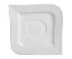 Dajar Welle/KUBIKO Teekanne Untersetzer 15X15CM, Porzellan, Weiß, 15 x 15 x 1 cm