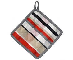 kela Topflappen Tabea Cups im Karodesign 20x20cm aus Baumwolle, Weiß/Rot/Taupe, 20 x 20 x 2 cm