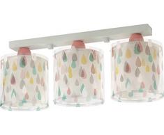 Dalber Kinder Deckenlampe 3 Lichter Color Rain Regenfarbe Rosa, Plastik, E27, Mehrfarbig, 51 x 15 x 20.5 cm