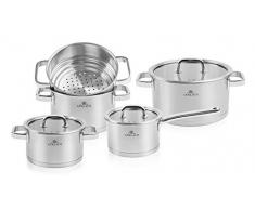 Gerlach Topfset 9-telig Prestige, Edelstahl, Silber, 24 cm, 9-Einheiten