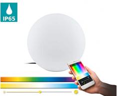 EGLO connect Garten Kugel Monterolo-C, Smart Home Außenleuchte, Stehleuchte aus Kunststoff, Fassung: E27, dimmbar, Weißtöne und Farben einstellbar, Ø: 30 cm, IP65, weiß