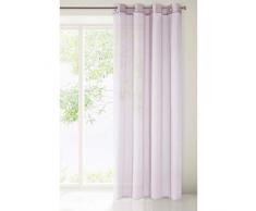 Eurofirany Tamay Gardine Vorhang Ösen Pompoms Bommel - Glatt Transparent Durchsichtig Edel Elegant Hochwertig Glamour Schlafzimmer Wohnzimmer Lounge, 100% Polyester, Rosa, 140X250cm