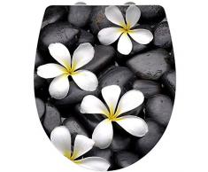 WENKO 21749100 WC-Sitz Hochglanz Acryl Bloom Toilettensitz, Absenkautomatik, Fix-Clip Hygiene Befestigung, 38,8 x 45 cm, weiÃ