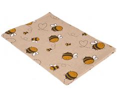 Vaitkute 216052 2-er Set Geschirrtücher Biene Halbleinen bedruckt, 47 x 70 cm, 50% Leinen und Baumwolle, 40 Celsius waschbar, natur / gelb, 240 g/m2