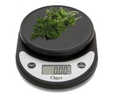 Ozeri Pronto Digitale Küchenwaage, multifunktional, Schwarz Standard silber auf schwarz