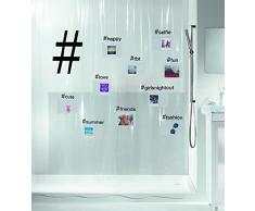 Spirella Anti-Schimmel Duschvorhang Hashtag zum selber befüllen, Anti-Bakteriell, waschbar, wasserdicht Vinyl 180x200cm