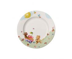 Villeroy & Boch Hungry as a Bear Flacher Kinderteller, 22 cm, Premium Porzellan, Weiß/Bunt