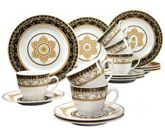 Creatable 15085, Serie Majestosa schwarz, Kaffeeservice 18 teilig, Porzellan, Mehrfarbig, 42x25x20 cm