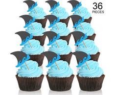 Chengu Graduierung Cupcake Toppers, 2019 Deckel Graduierung Picks für Mini Kuchen, Absolvent Essen und Vorspeise Dekoration (Haifisch-Form Topper Stil, 36 Stücke)