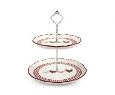 Home Country Etagere 2stöckig, Metall, Rot/Elfenbein