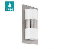 EGLO Außen-Wandlampe Cistierna, 2 flammige Außenleuchte, Wandleuchte aus Edelstahl, Kunststoff, Fassung: E27, IP44, silber, weiß