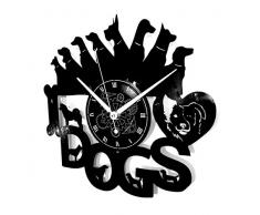 Vinyl Wanduhr Vintage Handgemache Schallplatten-Design Dekor I Love Dogs Hunde Haustiere