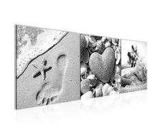 Wandbild Feng Shui Strand Bilder 120 x 40 cm Vlies - Leinwand Bild XXL Format Wandbilder Wohnzimmer Wohnung Deko Kunstdrucke Grau 3 Teile - MADE IN GERMANY - Fertig zum Aufhängen 504233c