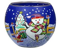 Himmlische Düfte Geschenkartikel GmbH Snowman Windlicht, Glas, bunt, 11x11x9 cm