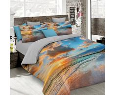 Italian Bed Linen Bettwäsche mit Digitaldruck, Gesamt-Abdeckung auf Bettbezug und Kissenbezügen, Doppelbettgröße, 100% Baumwolle 250x200x1 cm Multicolore (Kio606)