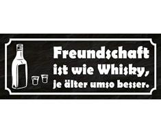 Schatzmix Spruch Freundschaft ist wie Whisky Metallschild 27x10 cm Wanddeko tin Sign Blechschild, Blech, Mehrfarbig