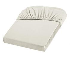 Dream Art 1130 Cora Elasthan Spannbetttuch aus Jersey Stretch (97% Baumwolle, 3% Elasthan), mit Rumdumgummizug, für Matratzen bis 25 cm Höhe, 180 x 200 cm, creme