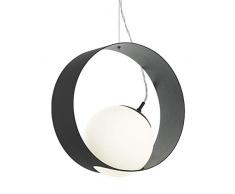 EGLO Pendelleuchte Camargo, 1 flammige Hängelampe Modern, Elegant, Hängeleuchte aus Stahl und Glas in schwarz, weiß , Esstischlampe, Wohnzimmerlampe hängend mit E27 Fassung