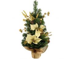WeRChristmas 0.61 Meters Druck auf Sockel, geschmückter Weihnachtsbaum, Gold/Creme