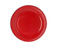 Papstar Pappteller / Einwegteller rot (50 Stück) rund, ø 23 cm aus 100% Frischfaserkarton, für Grillfest, Geburtstag, Buffet oder Party, #11977