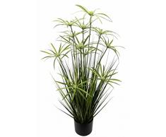 Flair Flower Topf Kunst-Pflanze Grasbusch Gras Ziergras Zyperngras Cyperus Topfpflanze Grünpflanze Kunstpflanze Künstliche Dekopflanze Staude Ufergras Schilf, Kunststoff, Grün, 90 x 28 x 28 cm