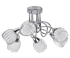 RABALUX Deckenleuchte, Glas, E14, Silber, 6-flammig