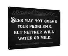 Alamazookie Lustige Bierschilder ~ Metallschild Brauerei, Bar Zubehör & Wanddekoration ~ Man Cave Decor ~ USA Made ~ Vintage Used-Look 9x12 Inch Beer May Not Solve Your Problems