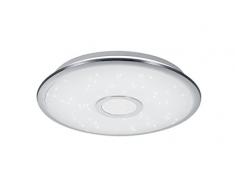 Trio Leuchten LED Deckenleuchte Osaka 678713006, Chrom, Acryl weiß mit Star Light Effekt, 30 Watt, Fernbedienung Helligkeit und Lichtfarbe einstellbar, Nachtlicht Funktion