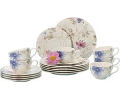 Villeroy & Boch - Mariefleur Gris Basic Kaffeeservice + Mariefleur Tafelset, Geschirr mit Blumenmuster, 18 tlg., Premium Porzellan, weiß/blau/grau
