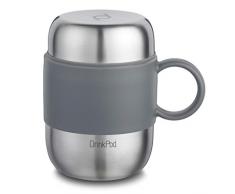 Pioneer DrinkPod mit Griff Isolierbecher aus Edelstahl 0,28 L Doppelwandig Thermobehälter 6 Stunden Heiß 24 Stunden Kühl Auslaufsicher BPA-Frei - Gebürsteter Stahl