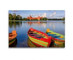Premium Textil-Leinwand 120 x 80 cm Quer-Format Litauen - Wasserburg Trakai | Wandbild, HD-Bild auf Keilrahmen, Fertigbild auf hochwertigem Vlies, Leinwanddruck von Bernhard Kils