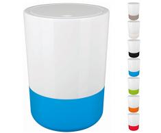Spirella Design Kosmetikeimer Moji Bad Treteimer Schwingdeckeleimer Abfallbehälter mit Schwingdeckel 5 Liter mit Silikonboden Weiß/Blau