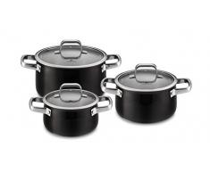 Gerlach Topfset Prime, Edelstahl, Schwarz, 24 cm, 6-Einheiten