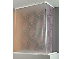 ECO-DuR 4024879000554 Kassetten ECK Duschrollo 137 x 62 cm weiß - Seerose flieder