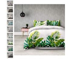 AmeliaHome Averi weiß grün 3tlg Bettwäsche, Baumwolle, Makia, 230x220 + 2 x 50x75