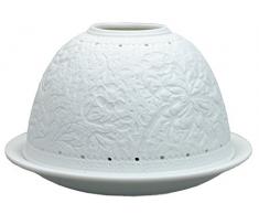 Himmlische Düfte Geschenkartikel GmbH Bartnelke Windlicht, Porzellan, Weiss, 12x12x8 cm