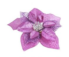 12 Stück glitzer Künstliche Hochzeit Weihnachten Blumen Glitzer Weihnachtsstern Weihnachtsbaum Ornaments, violett, 22cm/8.6inch