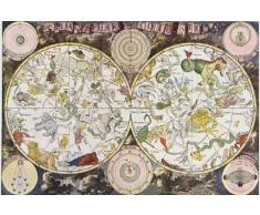 1art1 51899 Historische Landkarten - Sternenkarte Planisphäre 17. Jahrhundert, Frederik De Wit Poster Kunstdruck, 91 x 61 cm