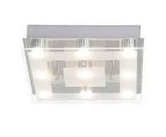 Brilliant Sao Paulo LED Deckenleuchte 30x30cm quadratisch chrom/weiß-transparent Glas 1440 Lumen, LED integriert