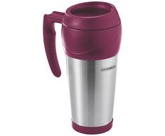 Leifheit Kaffee-/ Thermo-/ Isolier-/ Trink-/ Edelstahl becher to go, 0,5L, mit Henkel für heiße und kalte Getränke, aus hochwertigem Edelstahl, für unterwegs, travel mug, rot
