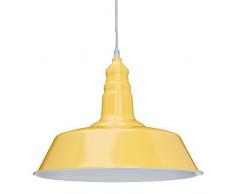 Relaxdays Pendelleuchte Industrie, Deckenleuchte aus Metall, Deckenlampe, Hängelampe, HxBxT: ca. 116 x 36 x 36 cm, gelb