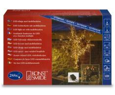 Konstsmide 3038-100 Micro LED Lichterkette 288 warm weiße Dioden / Multifunktion / 24V Außentrafo / schwarzes Kabel