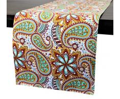 Crabtree Collection Deluxe Baumwoll-Tischwäsche, leuchtende Farben, Klassische Designs für Küche und Esszimmer Grey/Red Paisley Runner