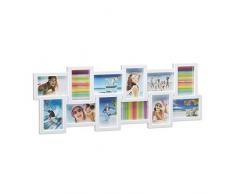 Relaxdays Collage, Bildergalerie, Fotorahmen XL zum Aufhängen, mehrere Fotos, Bilderrahmen 82 x 20 cm 12 Bilder Weiß, Plastik, 10 x 15 cm