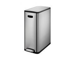 EKO Ecoslim Tretmülleimer 2 x 20L (53.3 x 27.6 x 66.1 cm, Dämpfer-System, Fingerabdruck frei, Stay-Open, Abfallbeutelfixierung), rostfrei Edelstahl Matt