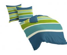 Bierbaum 4757 Bettwäsche, 200 x 200 + 2 x 80 x 80 cm, für das Doppelbett, petrol 67, Mako-Satin