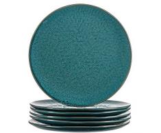 Leonardo Teller Matera 6-er Set, 27 cm, 6 Keramik Teller, spülmaschinengeeignet, mit Glasur blau, 018547