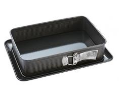 Zenker Lasagne-Springform DELUXE, rechteckige Backform mit emailliertem Flachboden, Blechkuchenform mit Auslaufschutz (Frabe: Schwarz metallic), Menge: 1 Stück