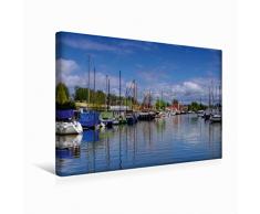 Calvendo Premium Textil-Leinwand 45 cm x 30 cm quer, Varel Hafen | Wandbild, Bild auf Keilrahmen, Fertigbild auf echter Leinwand, Leinwanddruck: Ostfrieslands schöne Hafenstädtchen Orte Orte